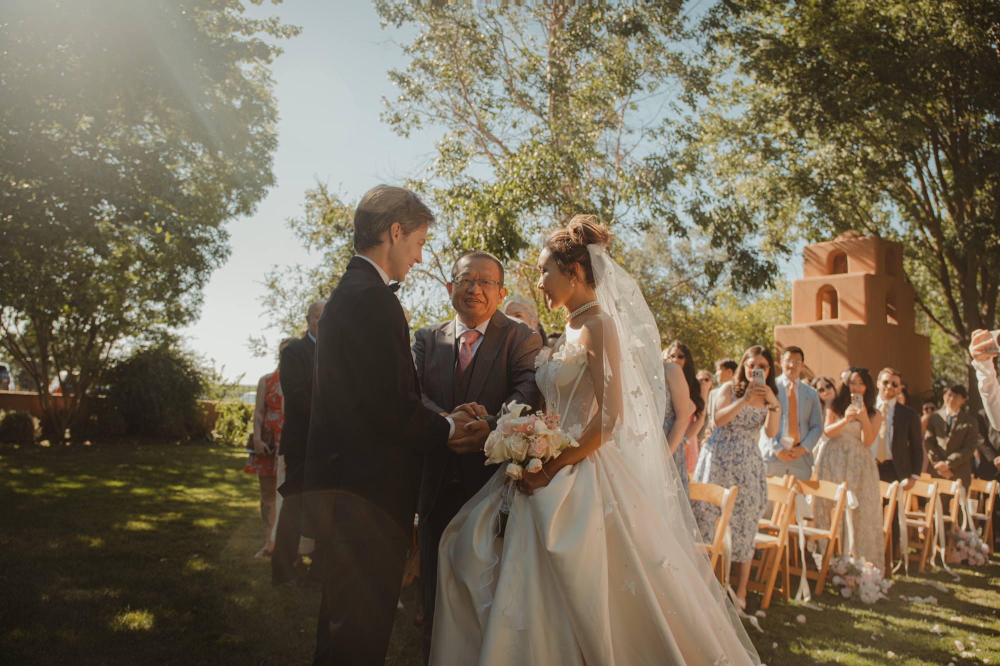 Nicole and Tanner greeting one another at the ceremony